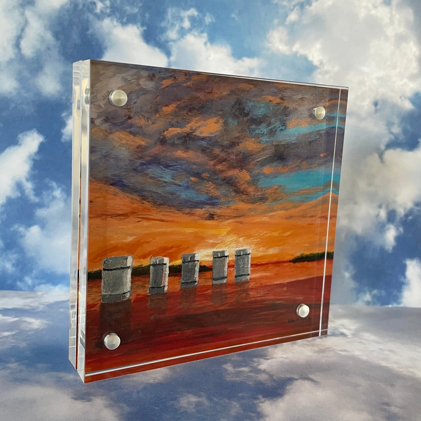 5 Towers at Lake Murray Dam in S. C. Mini Print of Original Painting