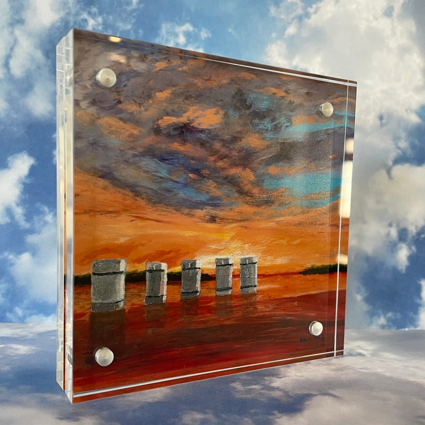 5 Towers at Lake Murray Dam in S. C. Mini Print of Original Painting