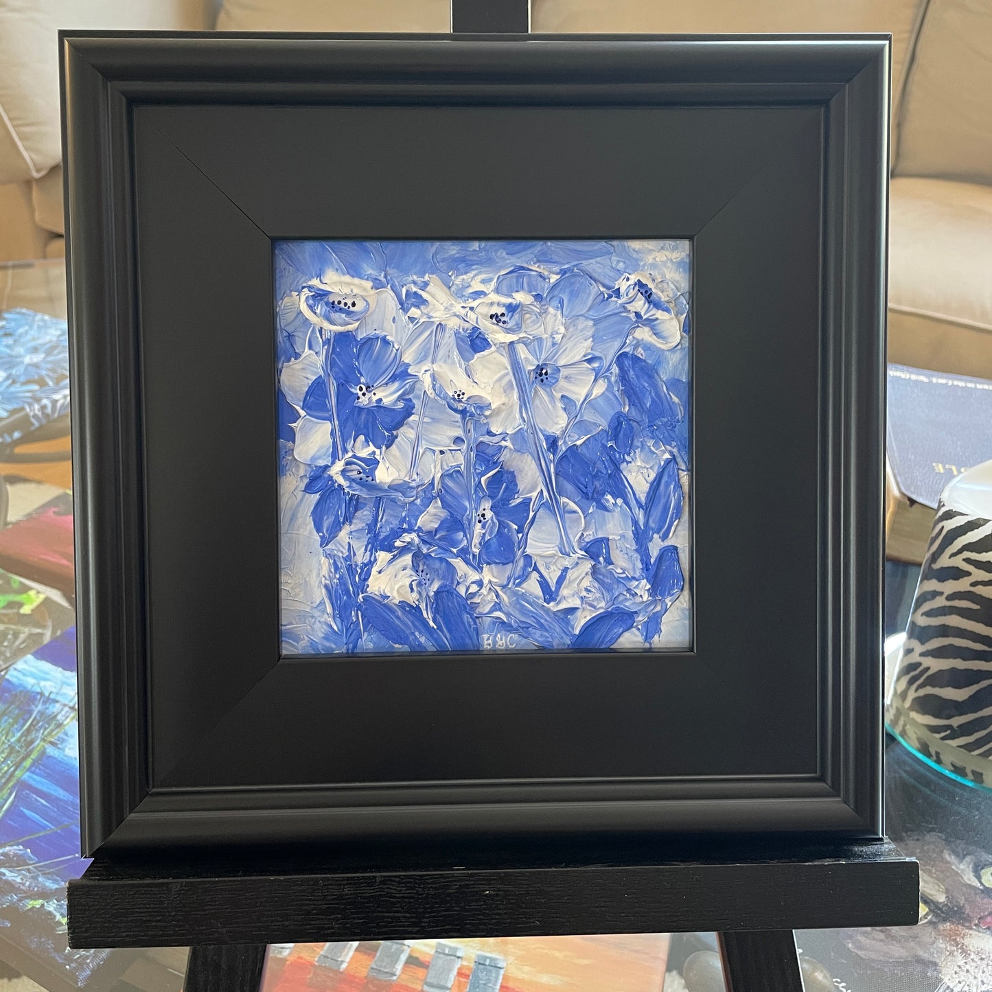 Blue Wild Flowers Wildflowers Original Impasto Thick Painting