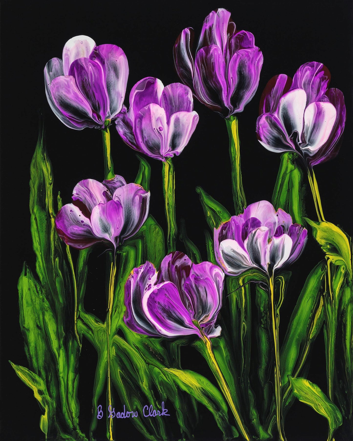 Purple Tulips Abstract Original Painting by Brenda Gadow Clark