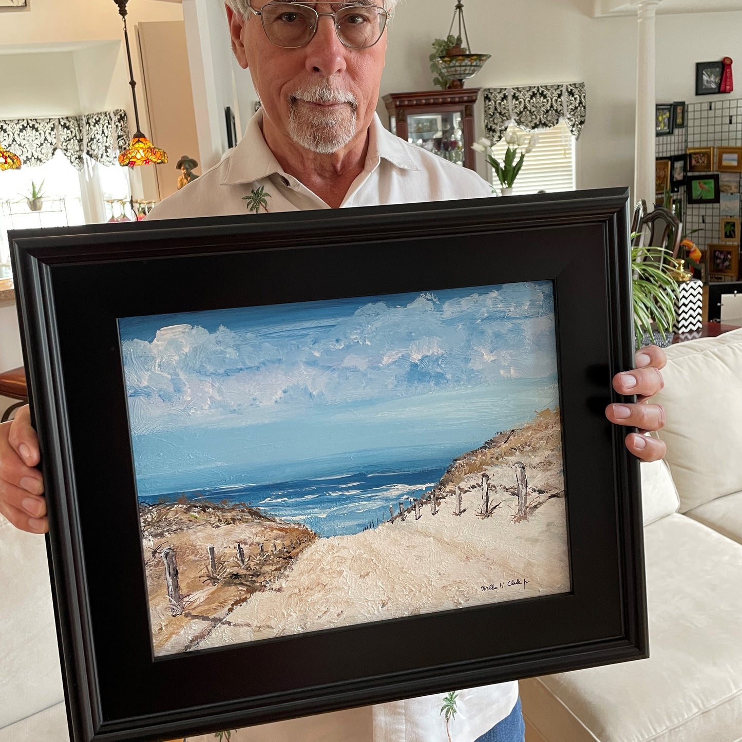 Beach Ocean with Fence Posts Original Painting South Carolina Artists