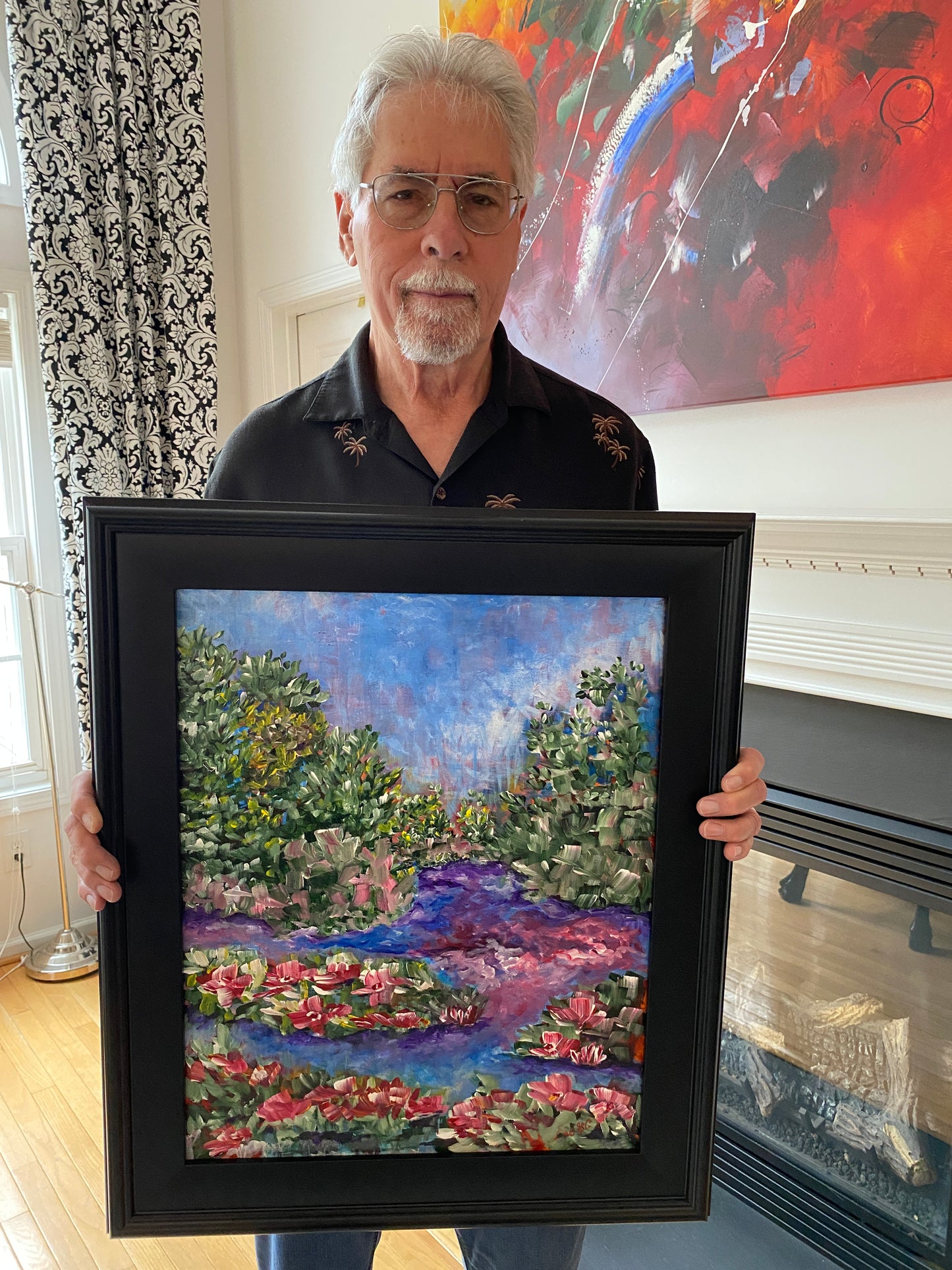 Flowers Water Pond River Hand Painted Original by Brenda Gadow Clark