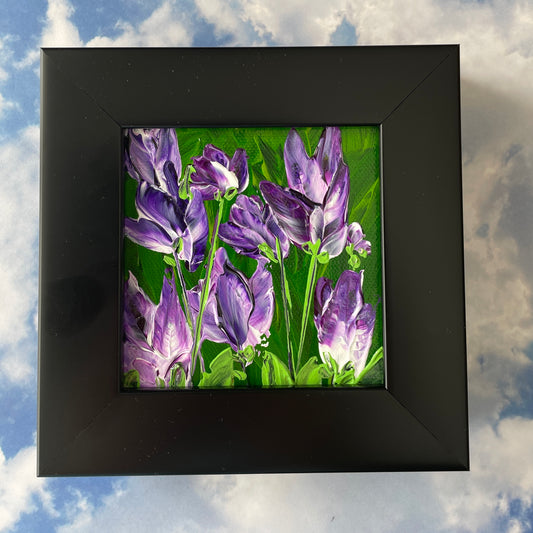 Abstract Purple Tulips Original Painting in Frame