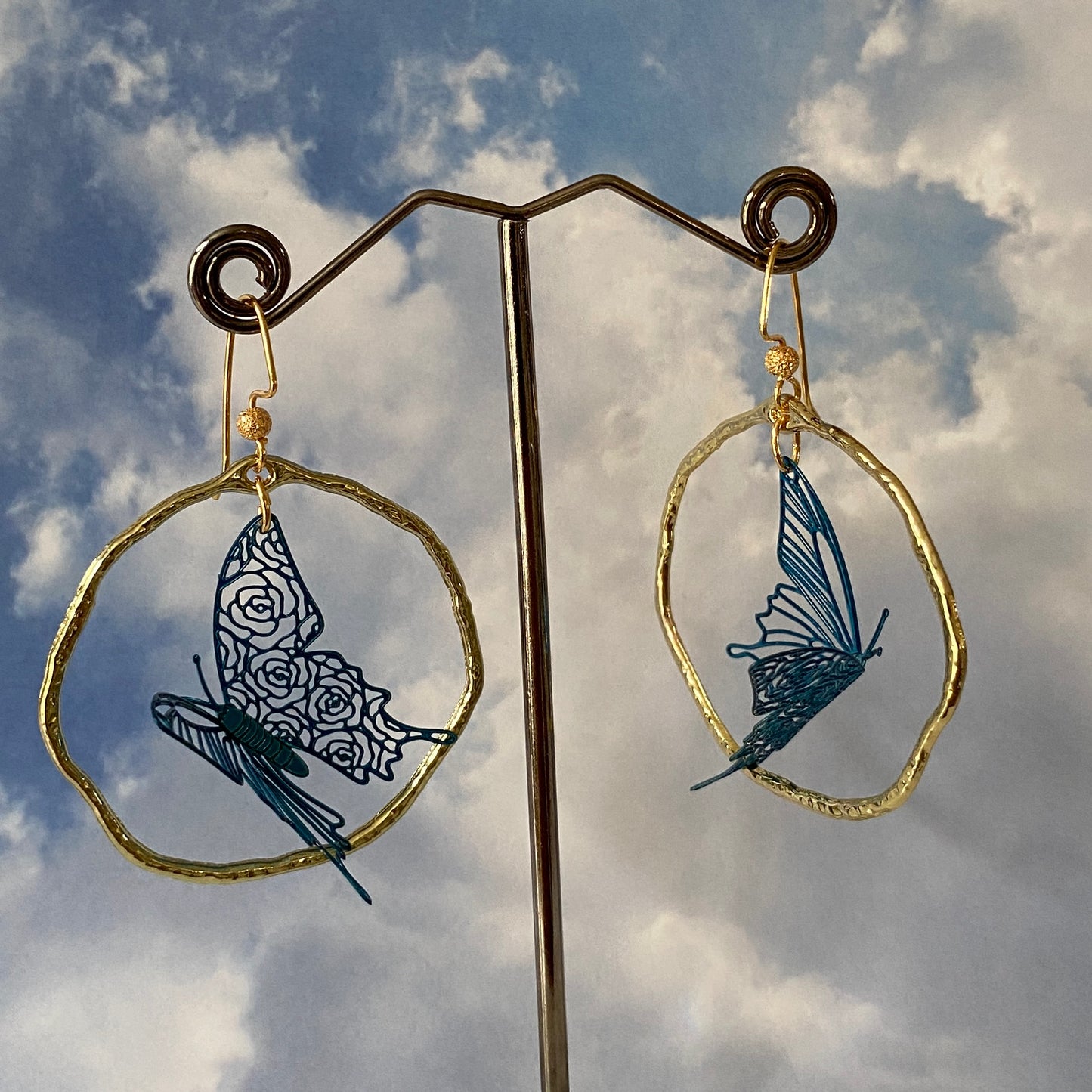 Blue Swallowtail Butterfly Earrings Handmade