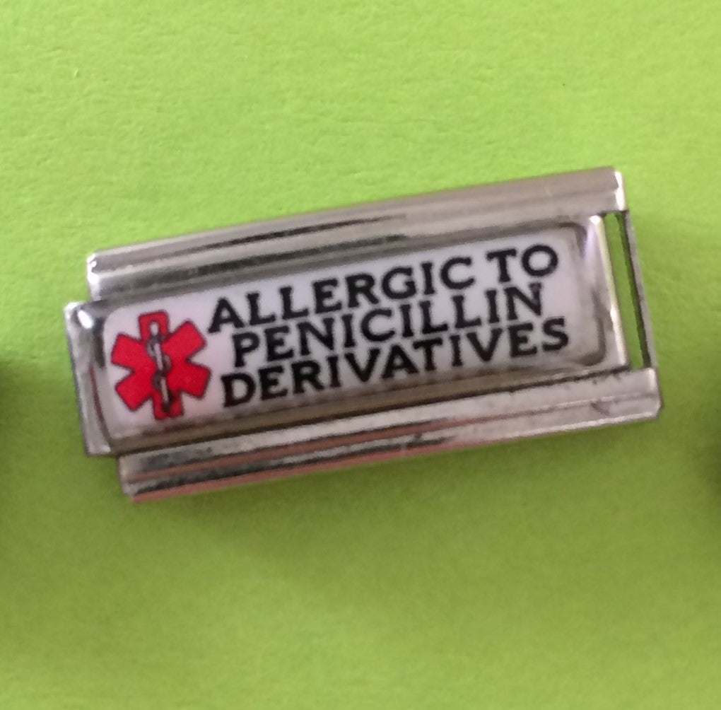 Allergic to Penicillin Derivatives Italian Charm for Bracelet by Gadow Jewelry