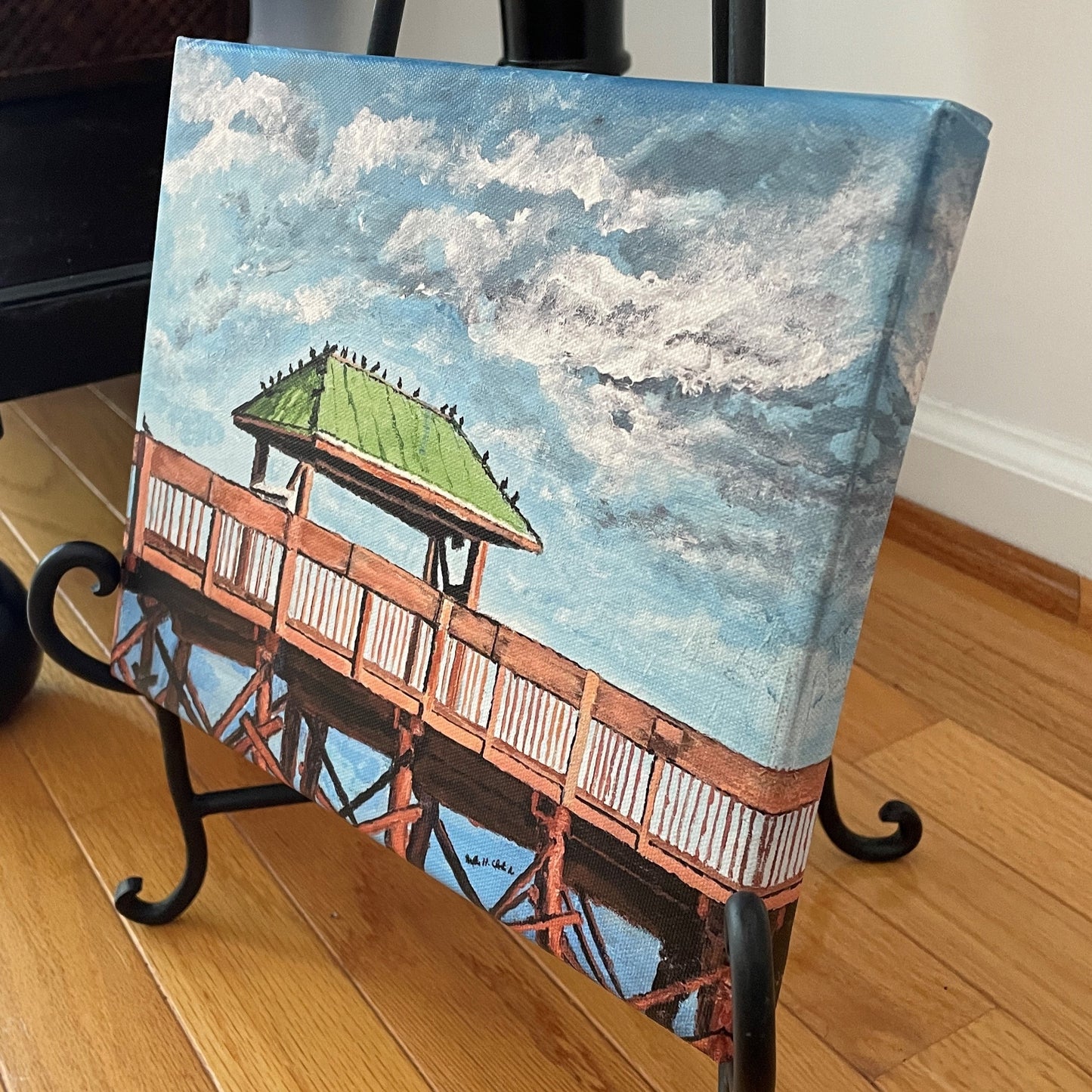 Old Folly Beach Pier in South Carolina Canvas Print of Original Painting