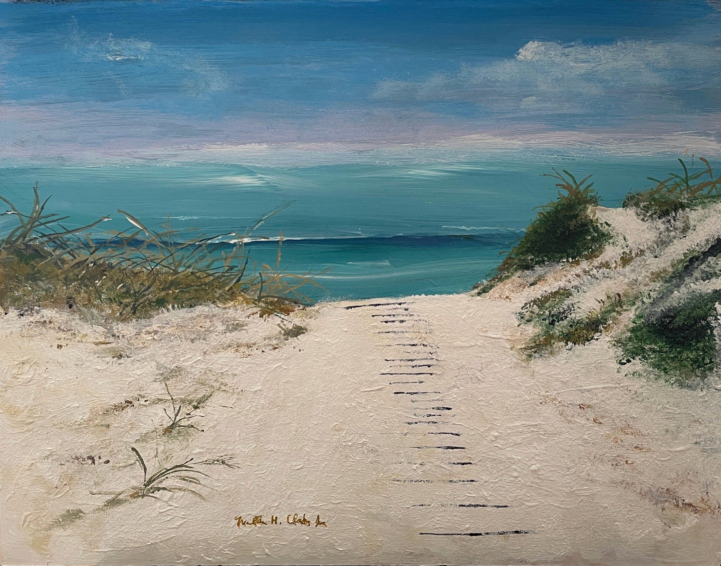Grassy Path at Myrtle Beach South Carolina Original Painting in Frame