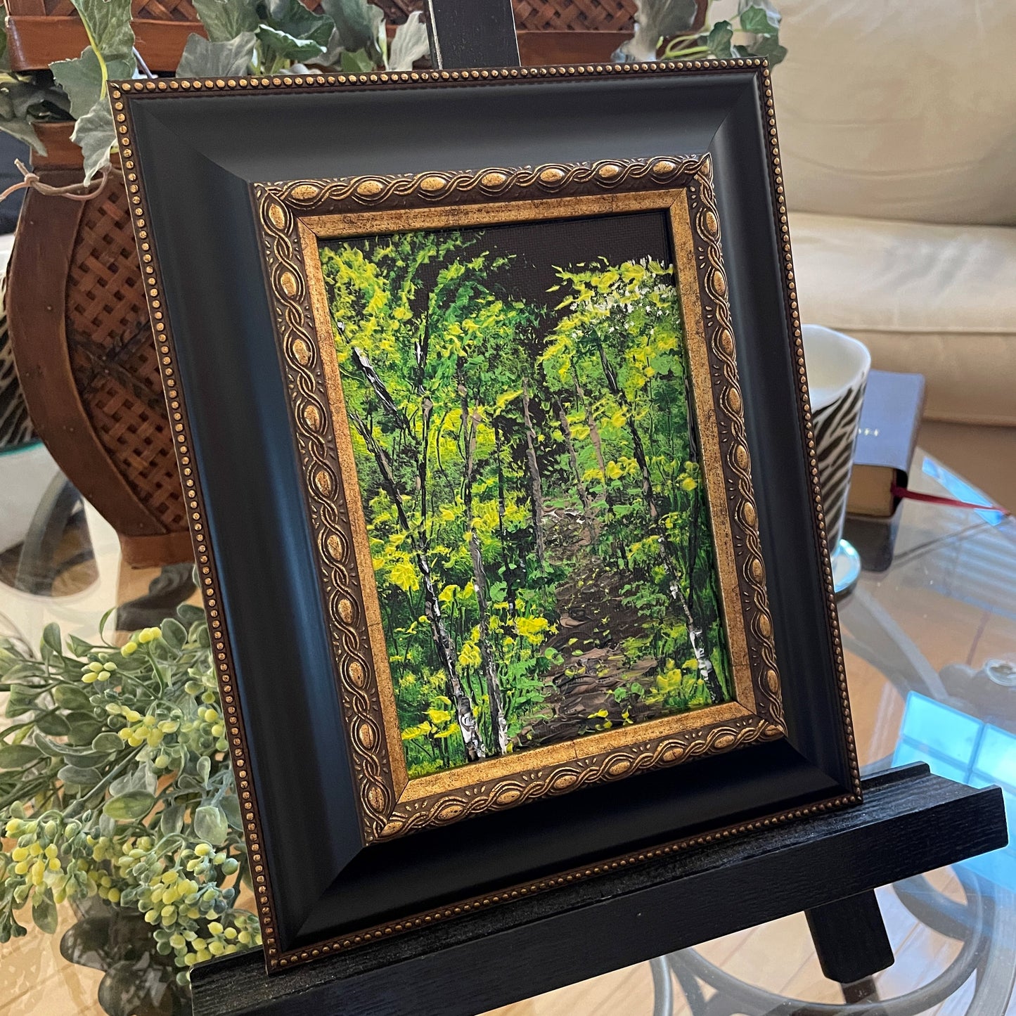 Green Trees Landscape Woods Pathway Original Painting from SC Artist