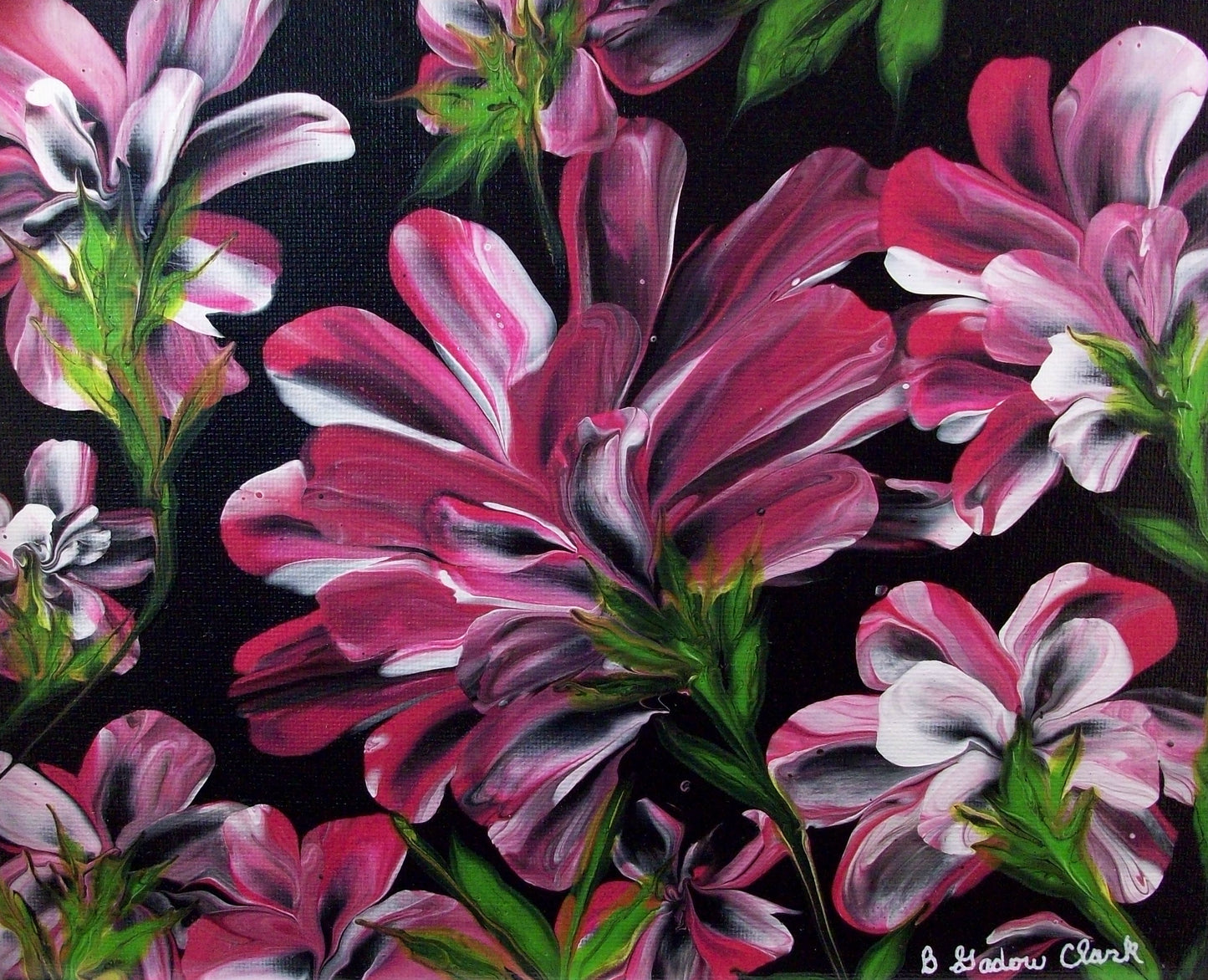 Pink Flowers Original Painting By Brenda