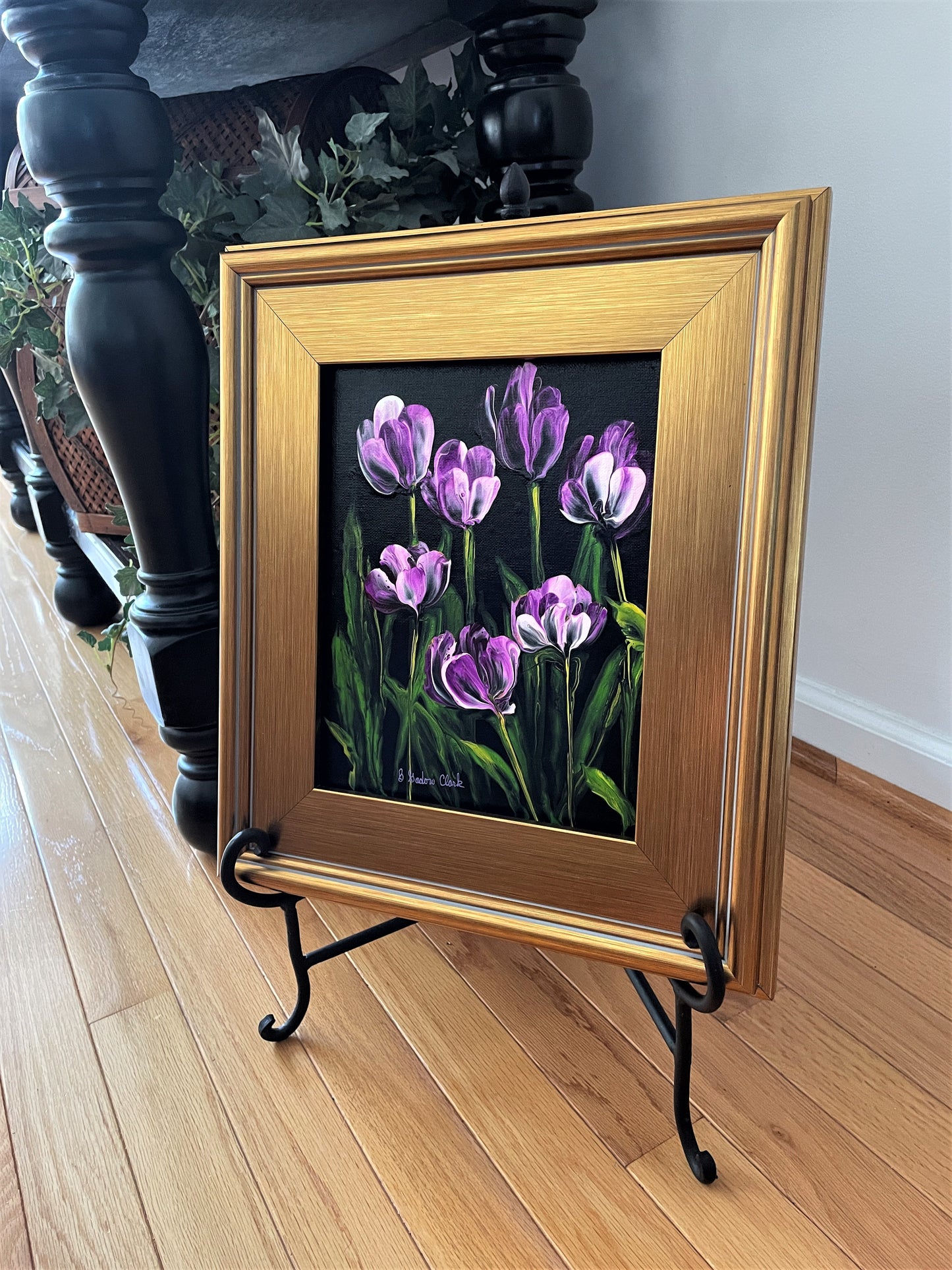 Purple Tulips Abstract Original Painting by Brenda Gadow Clark