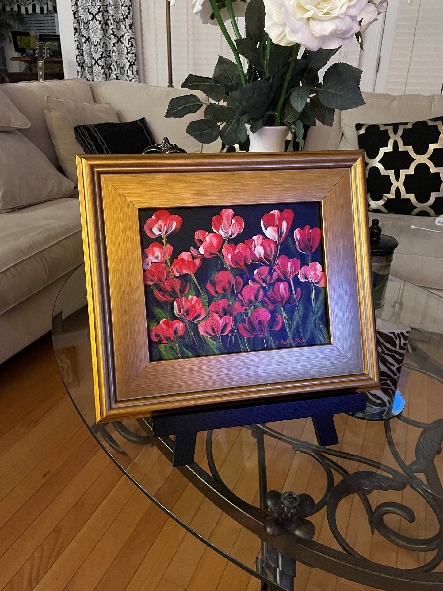 Abstract Red and White Tulips Original Painting by Brenda Gadow Clark