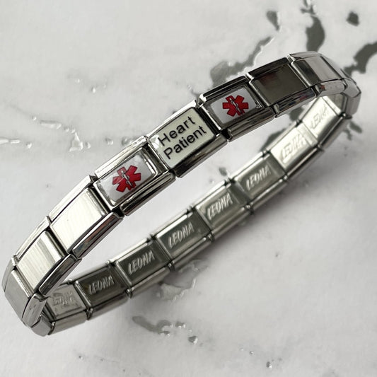Gadow Jewelry Heart Patient Medical Alert Bracelet Italian Charm Style