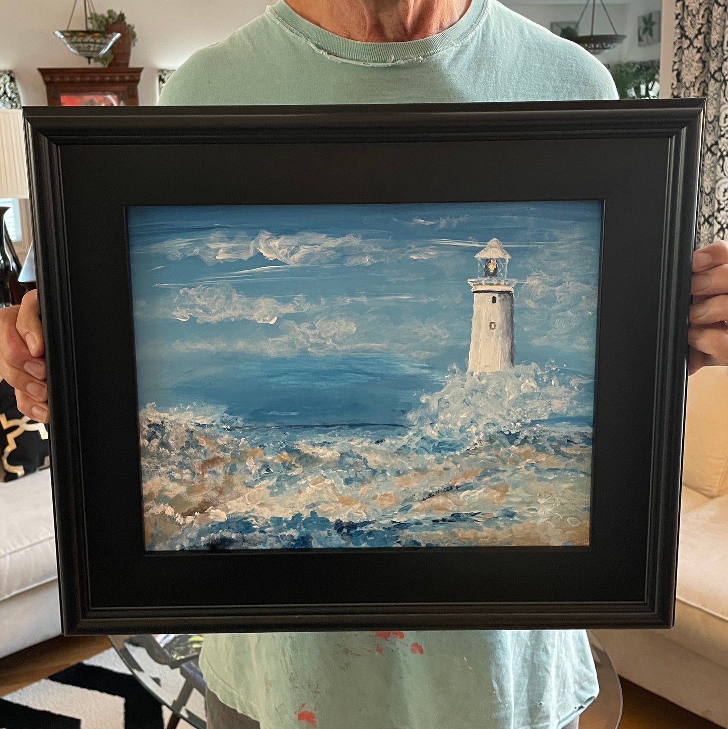 Thar She Blows Original Painting of Lighthouse