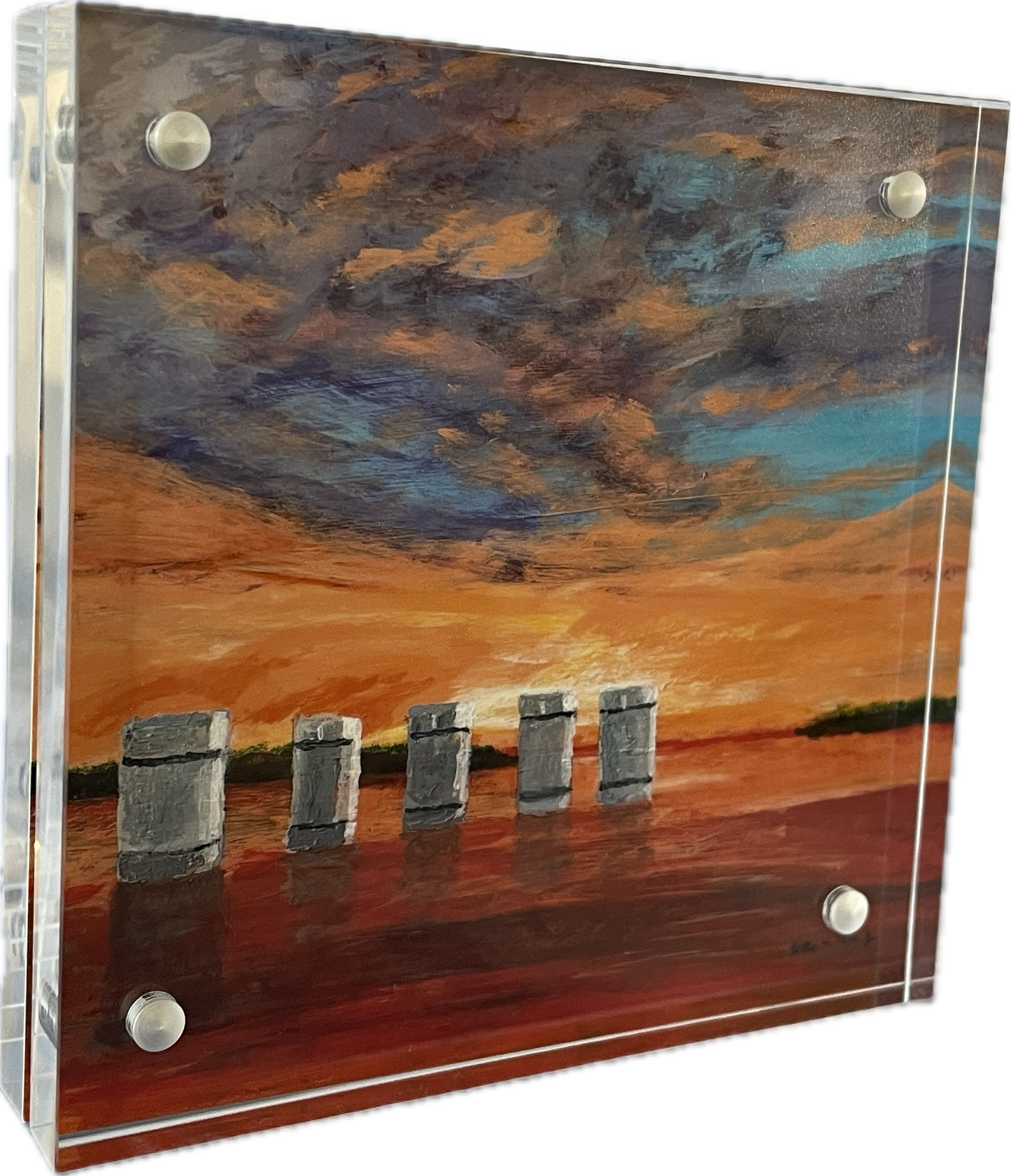 5 Towers at Lake Murray Dam in S. C. Mini Print of Original Painting
