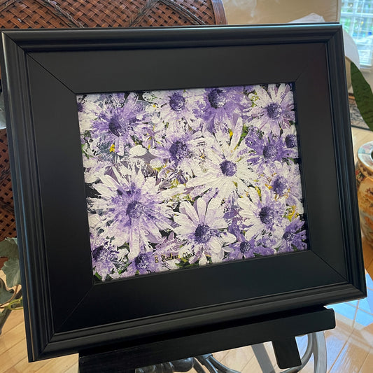 Original Abstract Painting of Purple and White Daisy Flowers by Brenda Gadow Clark