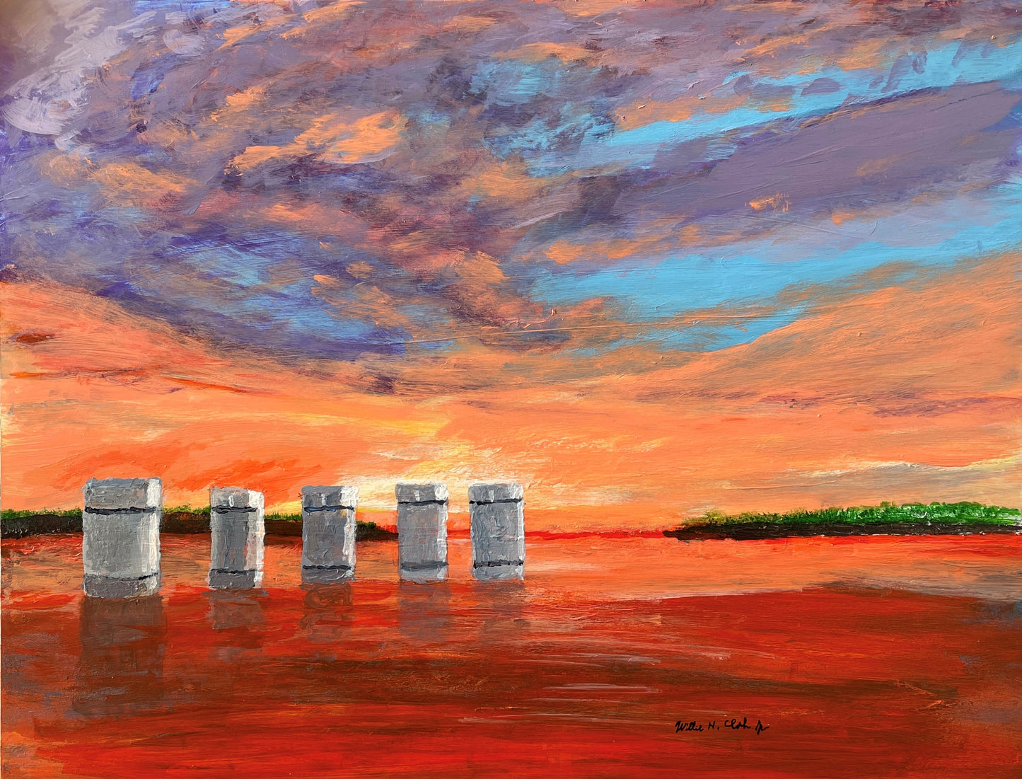 Five Towers at Lake Murray Dam in South Carolina Paper Print