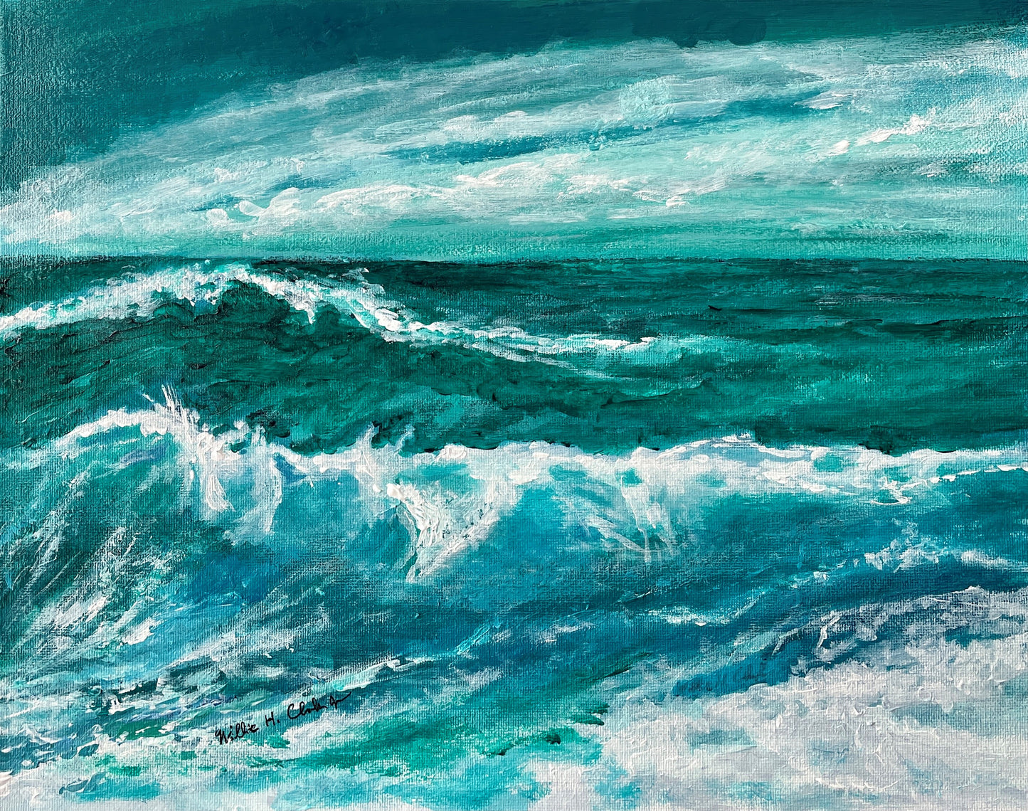 Teal Ocean or Turquoise Print of Original Painting