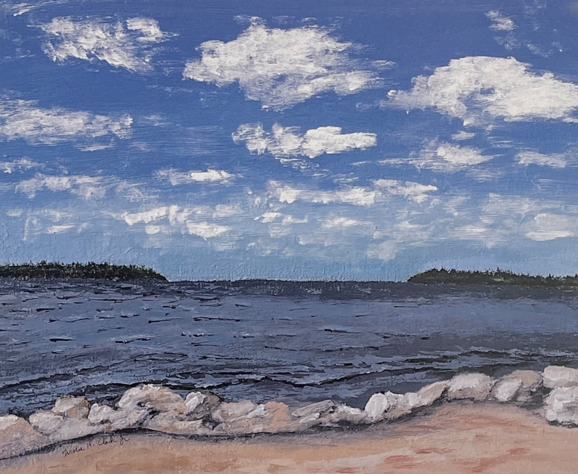 Beach at Lake Murray Dam South Carolina Paper Print of Original Painting