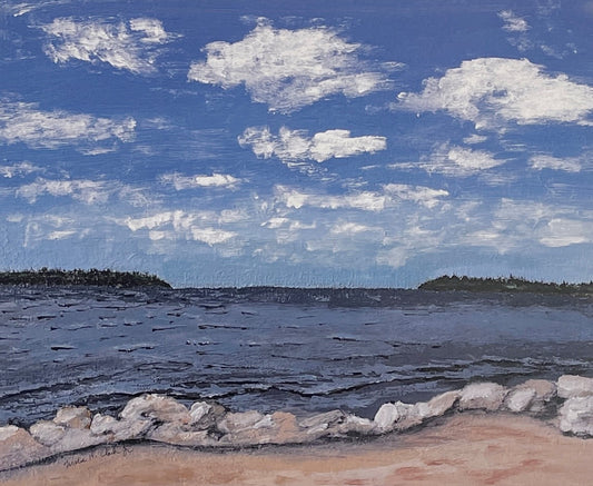 Beach at Lake Murray Dam South Carolina Paper Print of Original Painting