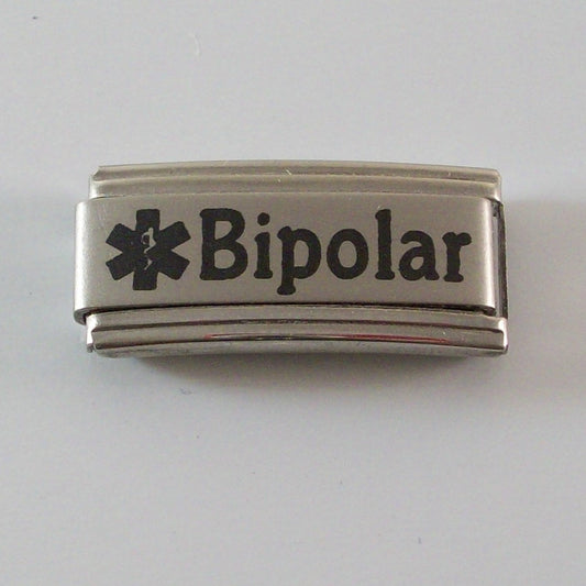 Bipolar Medical Alert ID Italian Charm for Bracelet by Gadow Jewelry
