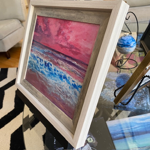 Cinnamon Shore Print in Frame of Original Painting Beach Ocean