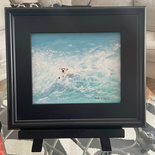 Dog Swimming in Ocean Original Painting by Willie H. Clark, Jr.