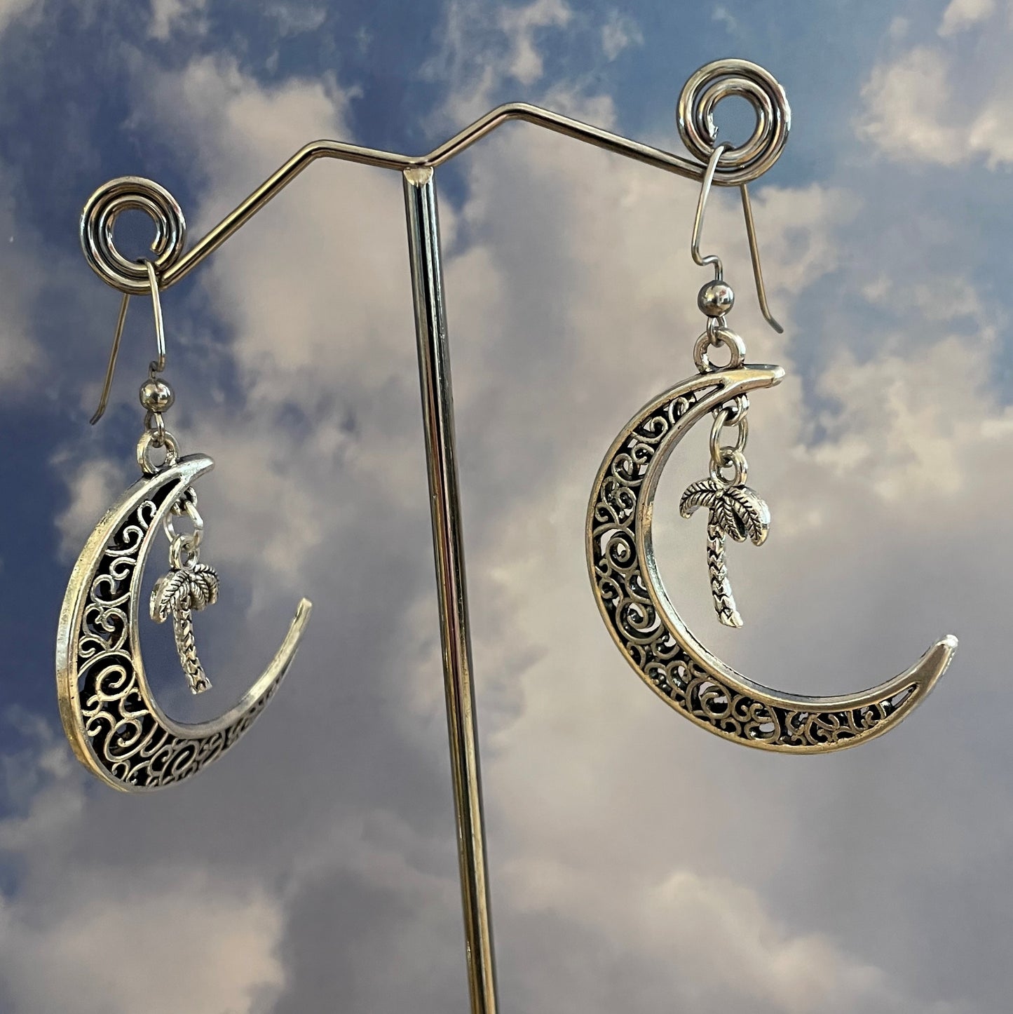 South Carolina Earrings with Crescent Moon and Palm Tree