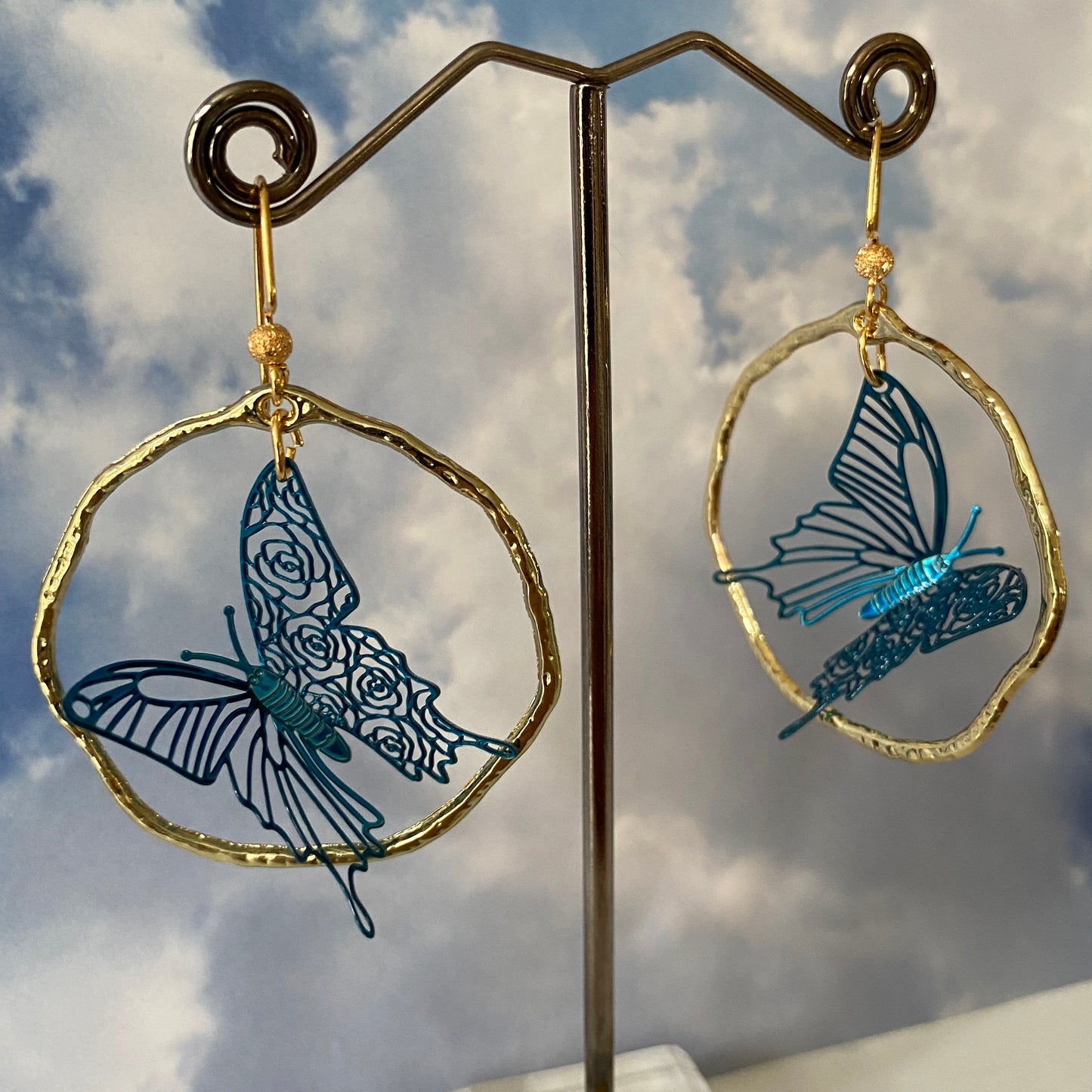 Blue Swallowtail Butterfly Earrings Handmade