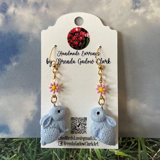 Handmade Blue Rabbit Earrings