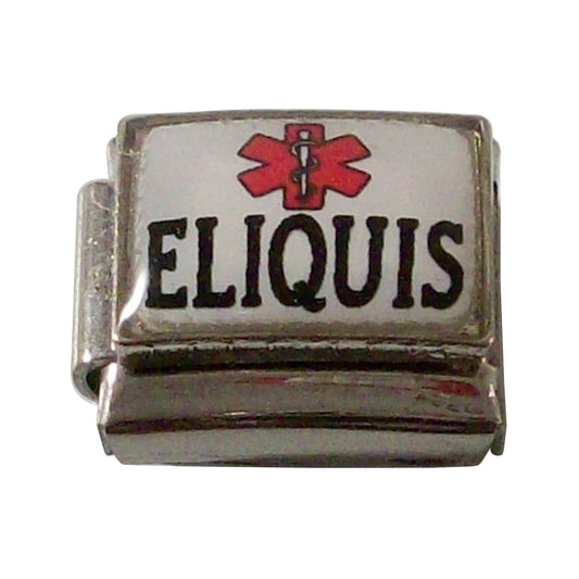 Eliquis Blood Thinner Medical Alert ID Italian Charm for Bracelet by Gadow Jewelry