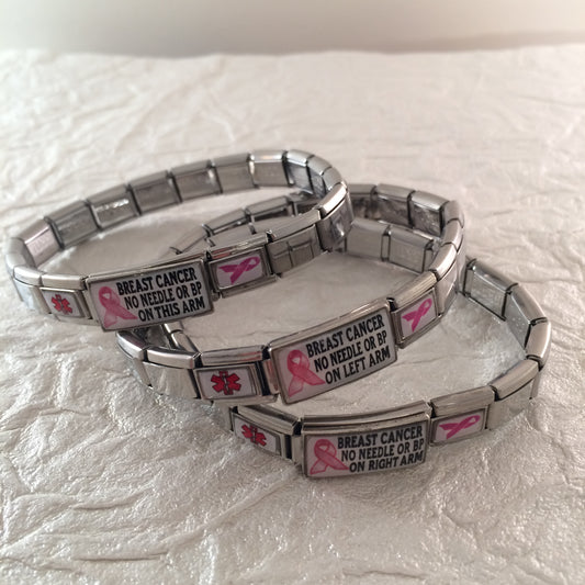 Gadow Jewelry Breast Cancer Medical Bracelet Italian Charm Style Stretchy