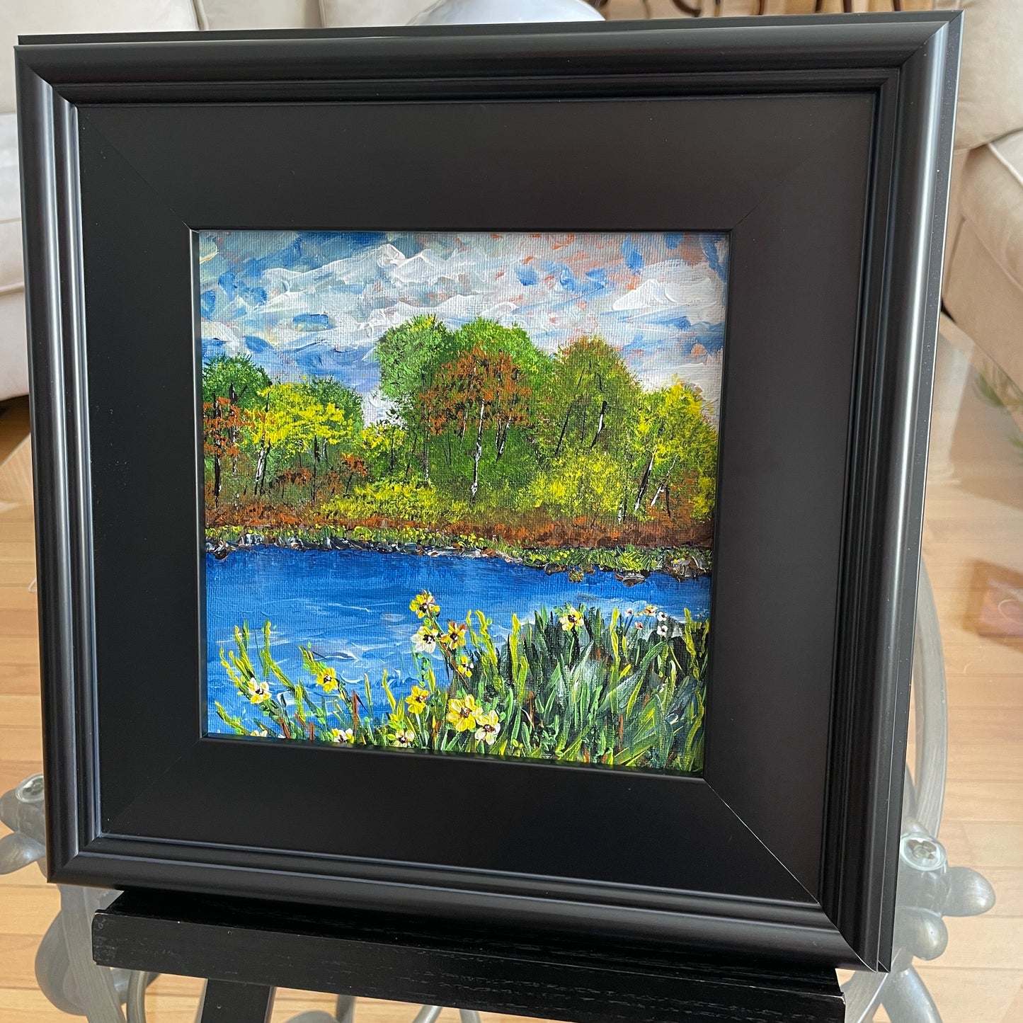 Flowers by the Riverside Original Painting in Frame by Brenda Gadow Clark