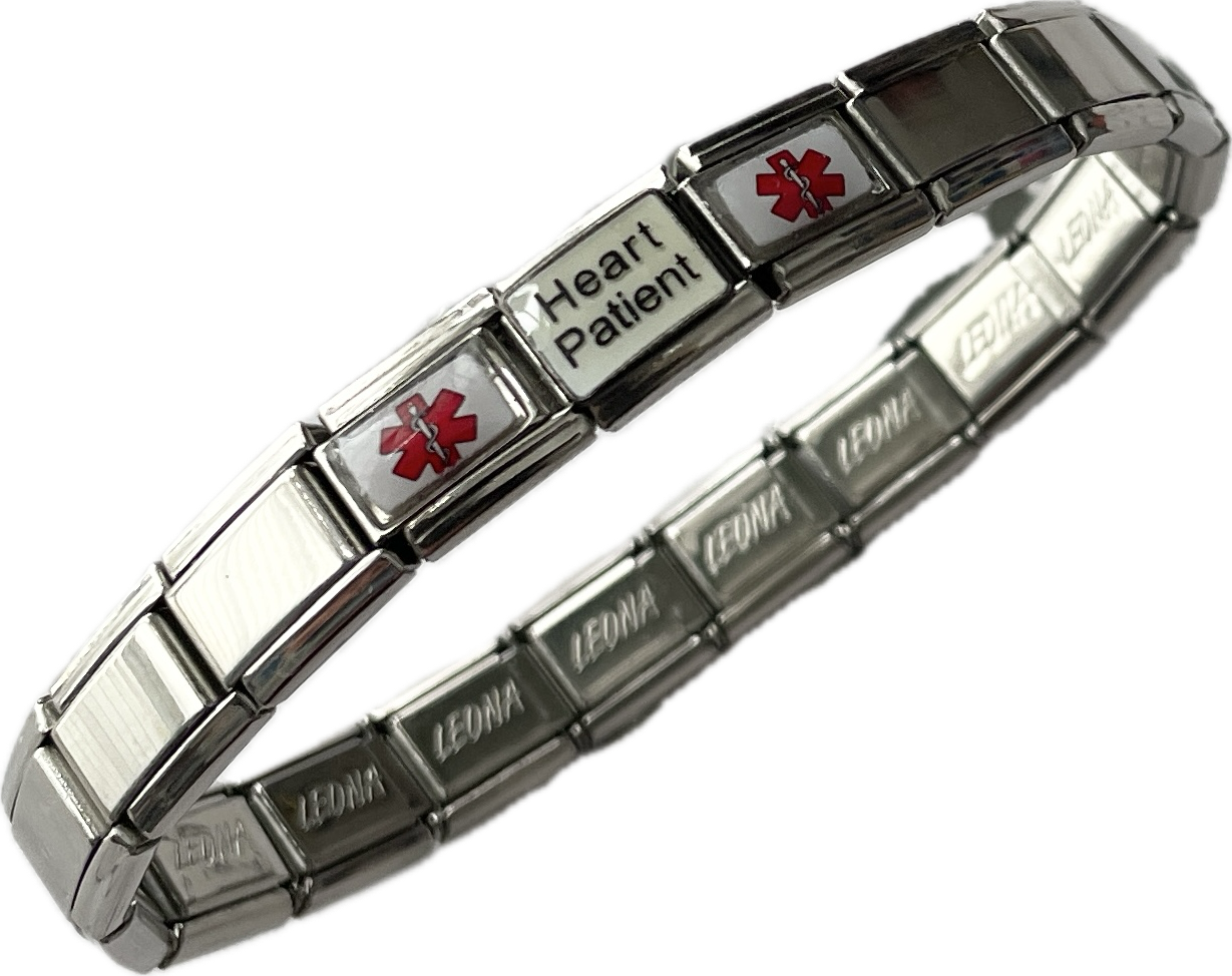 Gadow Jewelry Heart Patient Medical Alert Bracelet Italian Charm Style