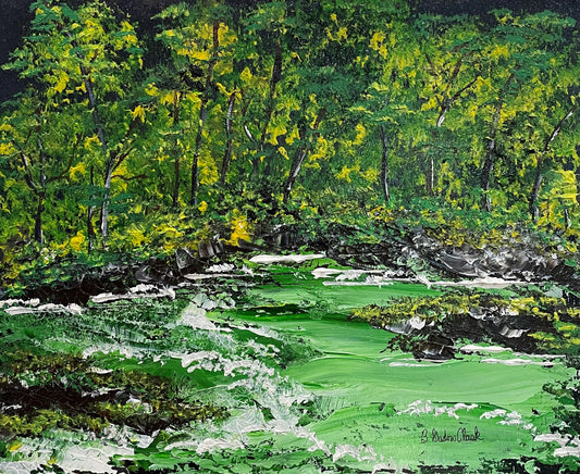 Green Stream Print of Original Painting by Brenda Gadow Clark