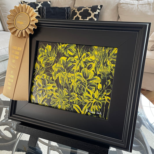 Abstract Yellow Flowers Original Painting Award from Crooked Creek Art League