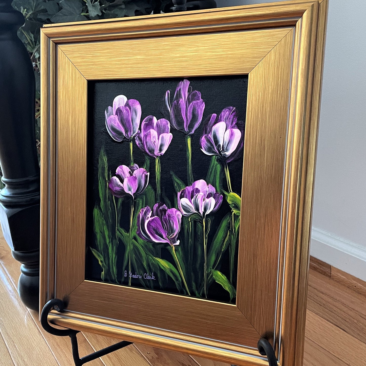 Purple Tulips Abstract Original Painting by Brenda Gadow Clark
