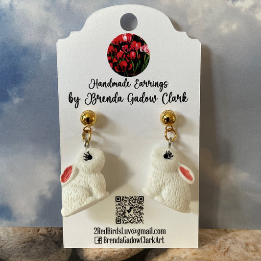 Handmade White Rabbit Earrings