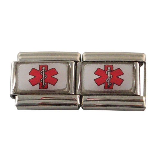 Gadow Jewelry Red Medical Alert Star of Life Italian Charm for Bracelet