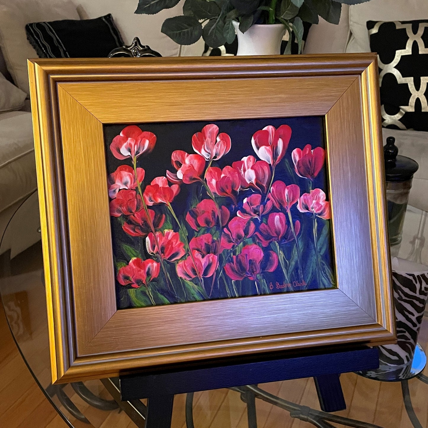 Abstract Red and White Tulips Original Painting by Brenda Gadow Clark