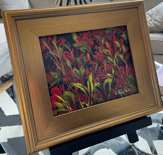 Ruby Red Flowers Original Abstract Painting