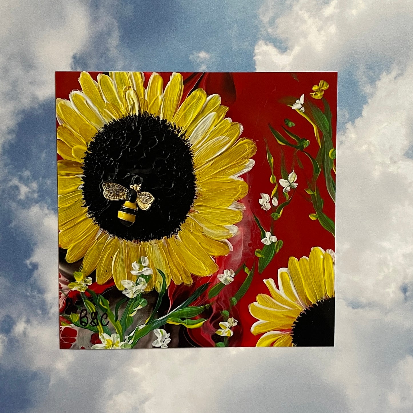 Sunfowers Mini Print of Original in Frame by Brenda Gadow Clark