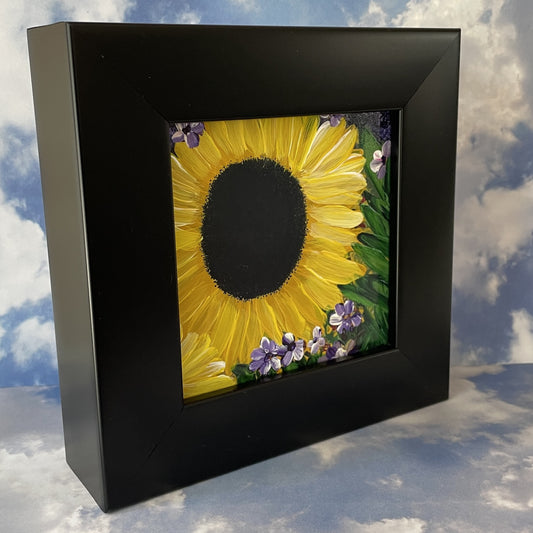Sunflowers Embellishment of Original Painting in Black Frame