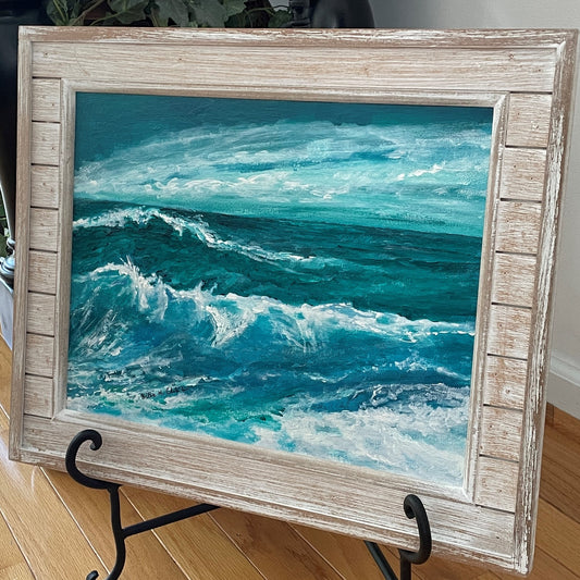 Original Painting Ocean Waves Turquoise Color by Willie H. Clark, Jr.